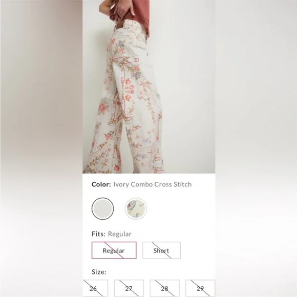 We The Free Eden Printed High Slouchy Flare Jeans Size 24S NWT - Picture 3 of 13